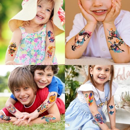 77 PCS Temporary Tattoos for Adults & Kids - Realistic Animal & Flower Designs