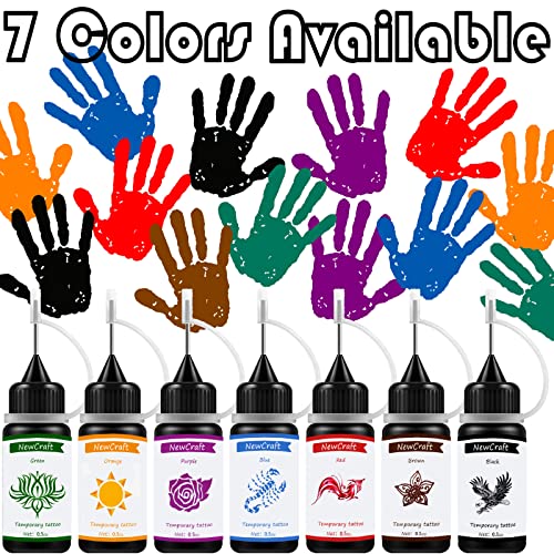 Temporary Tattoo Ink Kit with 103 Stencils - 7 Colors for DIY Tattoos