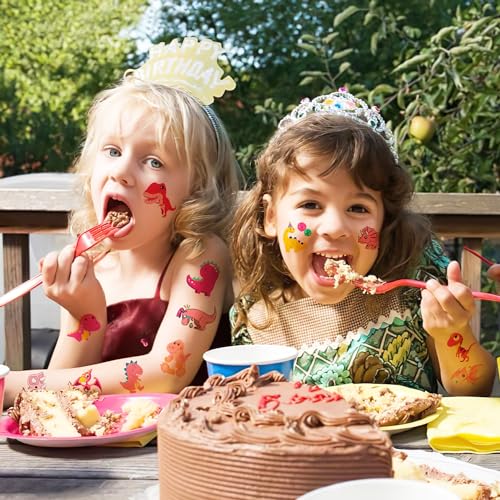 Generic Pink Dinosaur Temporary Tattoos Birthday Party Supplies Favors Decorations Super Cute 96PCS Fake Tattoos Stickers for Boys Girls School Classroom Rewards Gifts Ideal Halloween