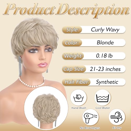 Haloo Blonde Pixie Wig for Women - Short Layered Synthetic Hair