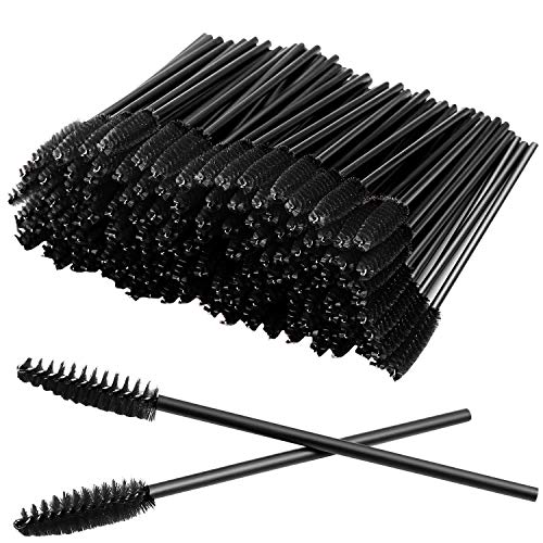 Disposable Eyelash Brushes Pack of 100 - 3.9 Inch Black Eyelash & Makeup Applicators with Adjustable Nylon Head
