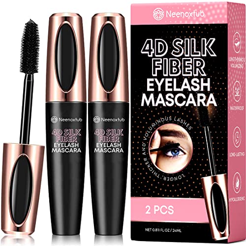 4D Silk Fiber Lash Mascara Waterproof & Long-Lasting, 2 Pack