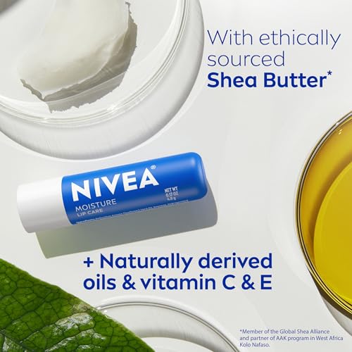 NIVEA Moisture Lip Balm with Shea Butter, 4-Pack
