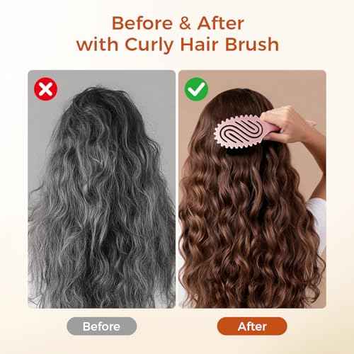 Curly Hair Brush, Curl Defining Brush with Soft Boar Bristles for Combing, Shaping, and Styling Curly Hair Suitable for All Women and Men with Wet & Dry Hair(Pink)
