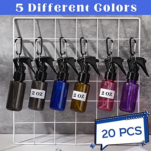 Roshtia 20 Pcs Mini Spray Bottles with Keychain - 2 oz Refillable