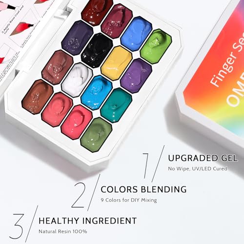 Karroy 16-Color Solid Ombre Gel Polish Palette & Sponge Nail Art Kit
