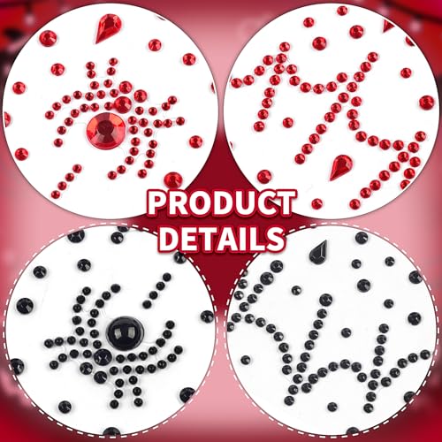 Spider Web Face Gems Stick On Rhinestones - Halloween Temporary Tattoos 2Pc