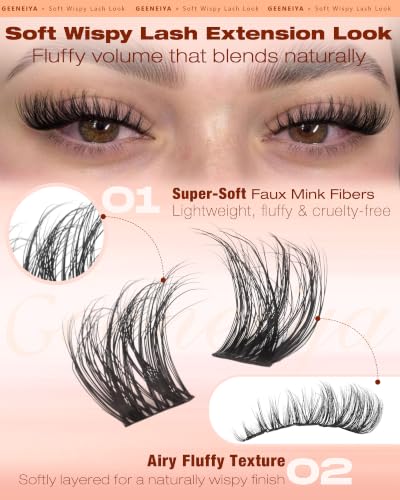 Geeneiya Natural Fluffy Lash Clusters | C Curl 8-16mm DIY Eyelash Extensions