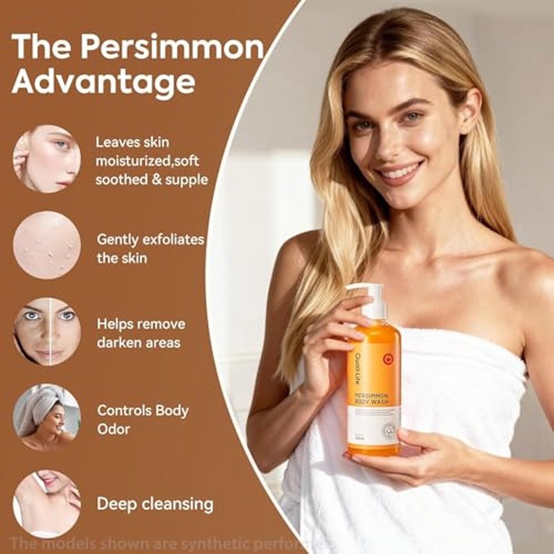 QualiLife Natural Persimmon Body Wash for Odor Control