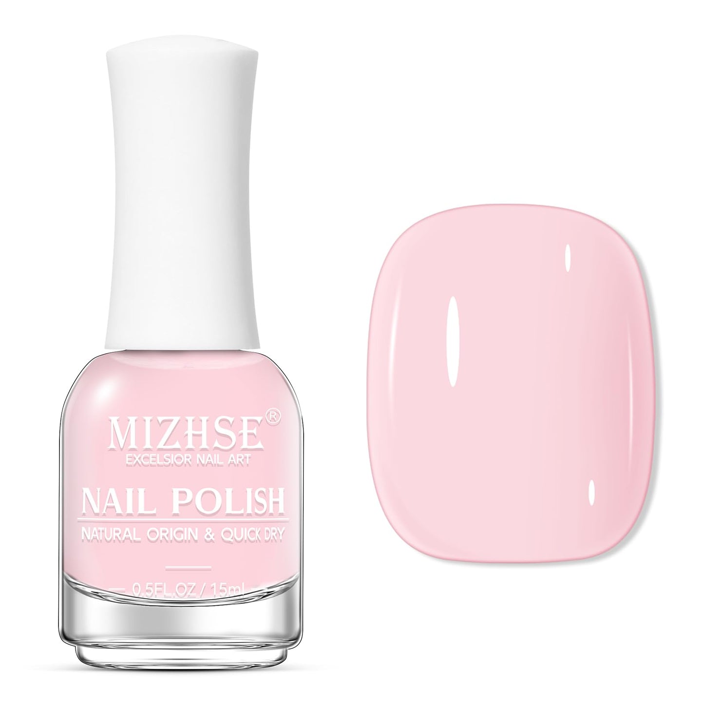 MIZHSE Quick Dry Nail Polish, Light Pink Nail Polish Non Gel Air Drying Fast, 15 ml Regular Pastel Pink Nail Polish Glossy Finish Nail Lacquer Nail Art Manicure DIY Home