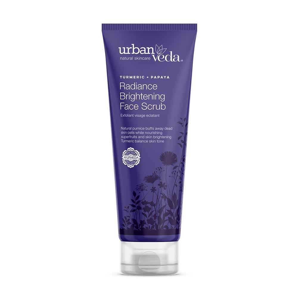 Urban Veda Radiance Exfoliating Facial Polish | Brightening Face Scrub for Women | Sensitive & Hydrating | Instant Natual Glow | Vegan & Cruelty Free | For Dry & Dull Skin | 4.2 Fl Oz.