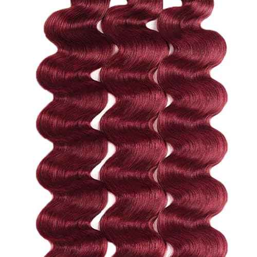 Burgundy Bundles Body Wave Human Hair Bundles 24 26 28 Inch #99J Bundles Human Hair Extension Wine Red Unprocessed Virgin Hiar 3 Bundles 300g Total For Women