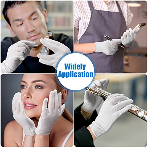 Funtery 240 Pcs White Cotton Gloves Bulk L for Inspection & Moisturizing