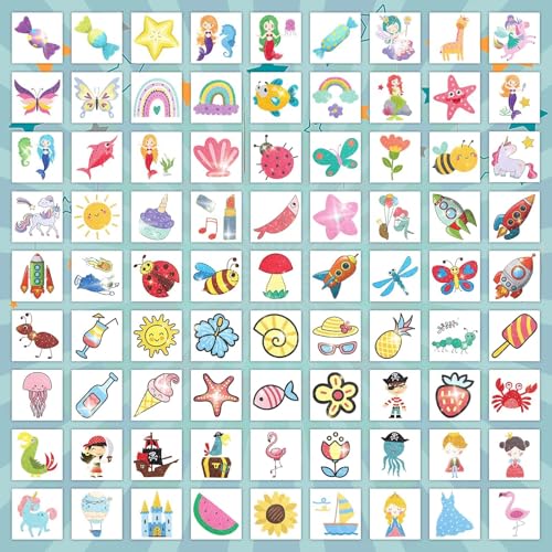 204 Sheets Glitter Temporary Tattoos for Kids Bulk Party Favors