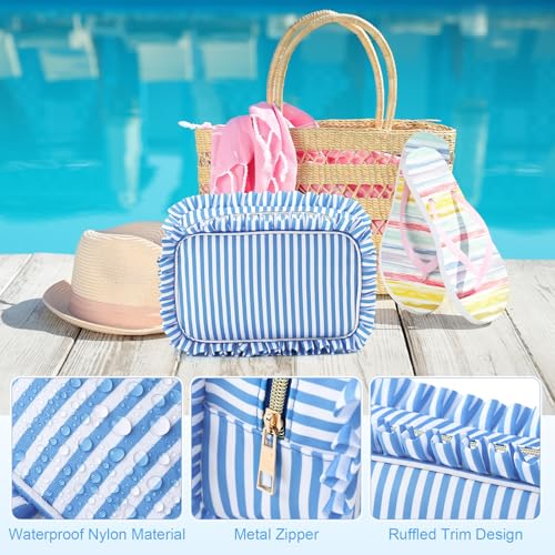 Kigeli Large Ruffle Makeup Bag - Waterproof Nylon Cosmetic Pouch