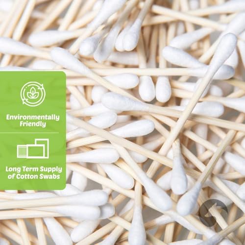 Bamboo Cotton Swabs 500 Count - Eco-Friendly & Pure Cotton