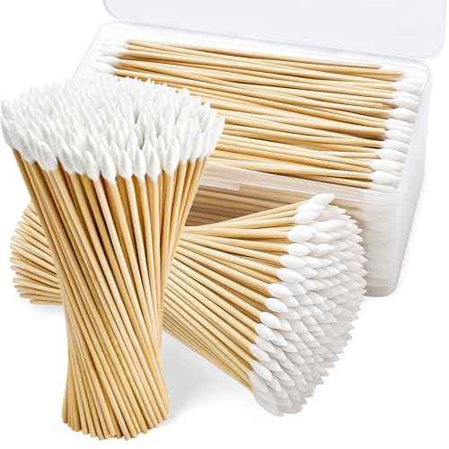 500 PCS 6-Inch Pointed Cotton Swabs with Storage Case, Precision Gun Cleaning Swabs, Lint-Free Bamboo-Handle Long Cotton Swabs for Gun Cleaning, Makeup & Electronics