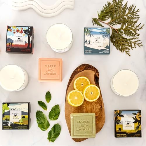 Maple & Lather Triple Milled Bar Soap with Shea Butter, Lemon Verbena Scent, Long-Lasting, Exfoliating, Moisturing, Sustainably Sourced, 209g - Made in Provence, France