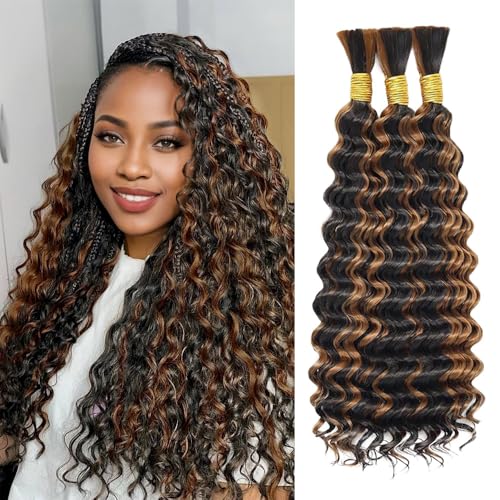 P1B30 Boho Braiding Hair 14" Deep Wave Human Hair Bundle
