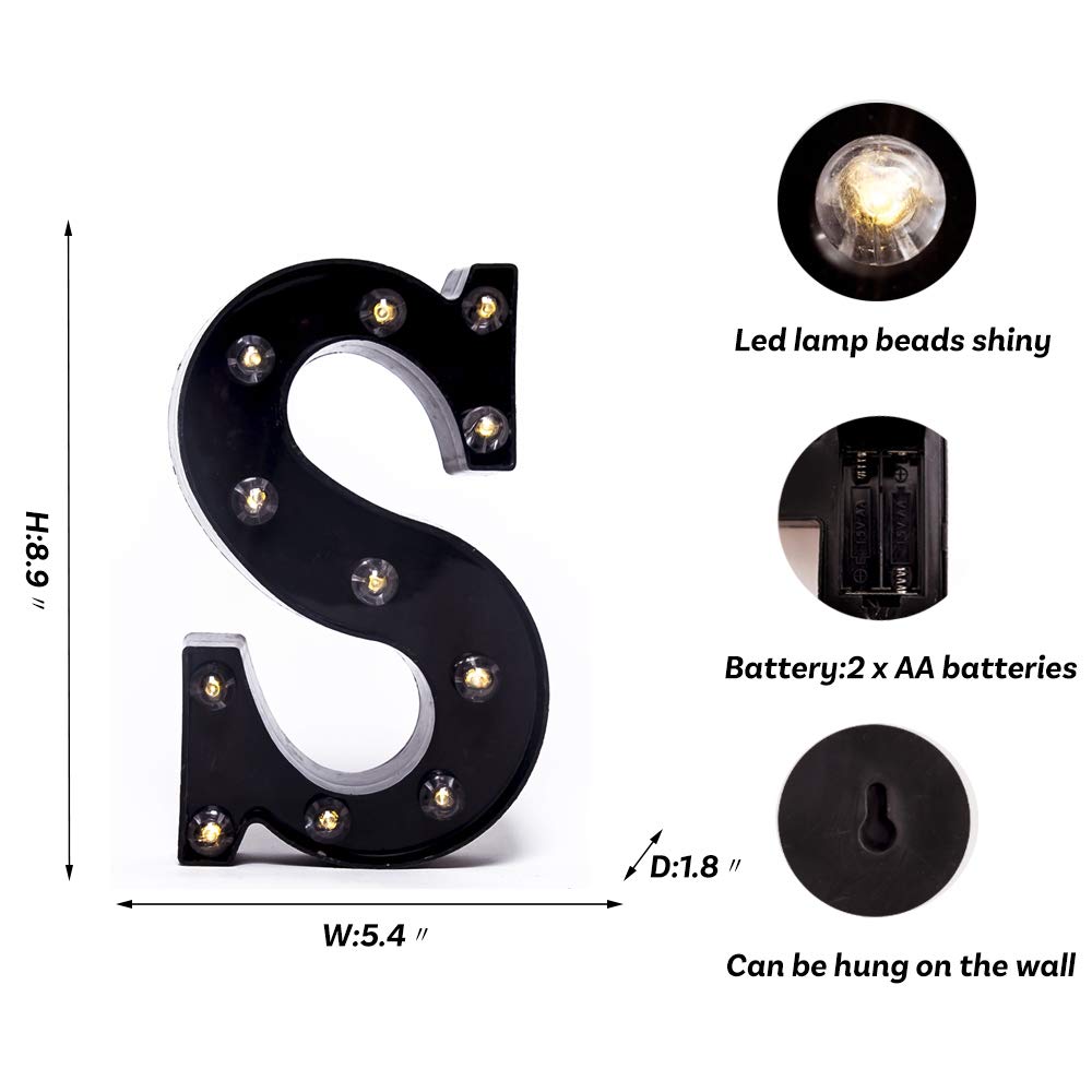 Foaky Black LED Marquee Number Lights Sign Light Up Marquee Number Lights Sign for Night Light Wedding Birthday Party Battery Powered Christmas Lamp Home Bar Decoration