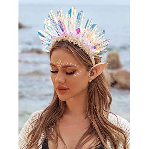 JONKY Light Up Crown Led New Year Eve Headband Glow Birthday Headpiece Rave Costume Hair Accessories for Women