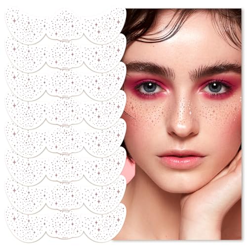 Rose Gold Glitter Face Tattoo Stickers - 8pc Waterproof Sparkle Patches