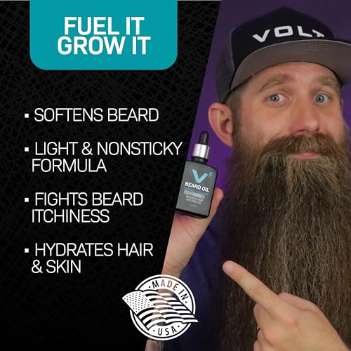 VOLT Beard Oil for Men, All-Natural Vegan Beard Moisturizer with Essential Oils for Beard, Hair & Skin, Argan & Jojoba Oil, Hydrates, Nourishes & Adds Shine, Everest Scent, 1 Oz Glass Bottle