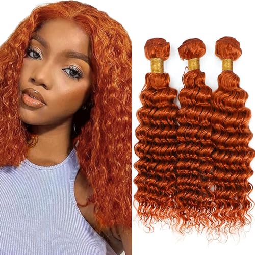 Ginger Color 350 Deep Wave Human Hair Bundles 12-16 Inch
