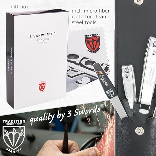 4-Piece Manicure Pedicure Grooming Kit with Leather Case