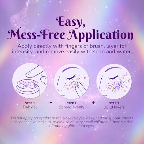 Art Factory UV Reactive Body Glitter Gel - Pearl Pastel for Face, Hair & Body