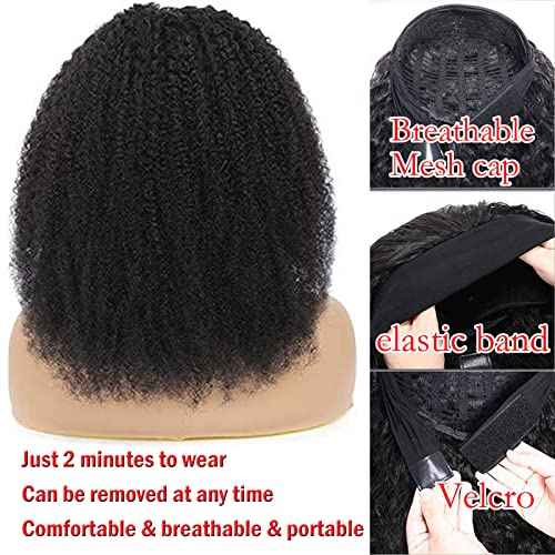 22 Inch Deep wave Headband Wig Human Hair 180% Density Curly Glueless Wigs Human Hair Wet and Wavy Headband Wigs for Women Natural Black Color