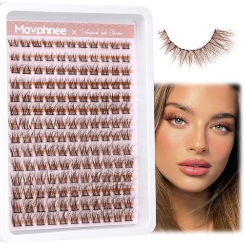 Brown Lash Clusters - 154 Pcs Natural Wispy Eyelashes C-Curl