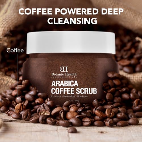 Botanic Hearth Arabica Coffee Body Scrub Exfoliating Body Scrub act as Body Exfoliator & helps with Moisturizing Skin, Acne, Cellulite, Dead Skin Scars, Wrinkles 10 oz