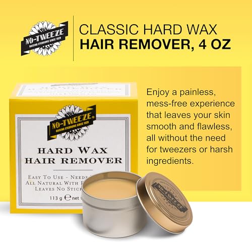 no tweeze Hard Wax Hair Remover, Needs No Strips, Made with Pure Beeswax, 4 oz.