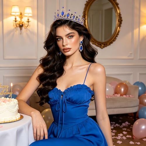 FORSEVEN Crystal Tiaras for Women Wedding Birthday Halloween Crowns