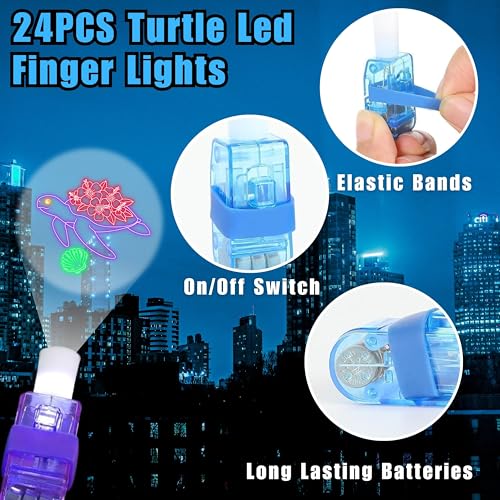 Turtle Party Favors Set – 72 PCS LED Finger Lights & Tattoos