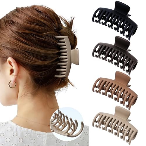 Mesovor 4 Pack 3.5" Double Row Claw Clips for Thin Hair