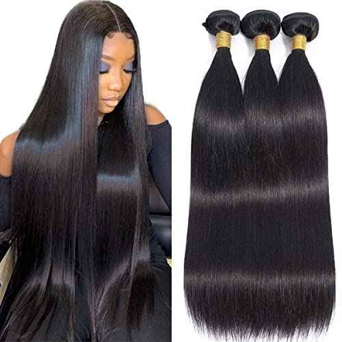 Human Hair Bundles Straight Hair Bundles 20 22 24 Inch Brazilian 100% Unprocessed Virgin 3 Bundles Human Hair for Black Women