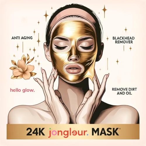 24k Nano Gold Anti Aging Peel Off Face Mask - Premium Skincare Set for Blackhead Removal and Deep Cleansing - Peel Off Face Mask Skincare by Jongleur