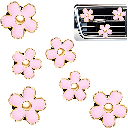 Frienda 6 Pcs Daisy Flower Air Vent Clip Air Freshener Outlet Clip Car Air Conditioning Clip Charm Car Inter Decor(Black, 2.5 cm, 3 cm, 3.3 cm)