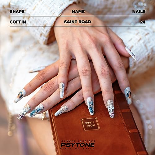 PSYTONE Short Press on Nails Almond Orange French Tip Glue on Nails Cute Fake Nails Full Cover Stick on Nails Glossy Artificial Nails Short Acrylic Nails Press ons Reusable False Nails for Women