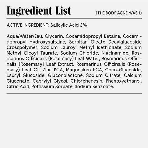 Nécessaire The Body Acne Wash. Medicated Clearing Cleanse. 2% Salicylic Acid, Niacinamide, Zinc PCA + Rosemary. Treat + Prevent Body Acne. Dermatologist-Tested. Non-Comedogenic. 250 ml