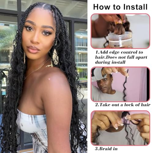 AuokMar Deep Wave Human Braiding Hair B #1B / 24 Inch 2 Bundles, 110g, Brazilian Natural Color
