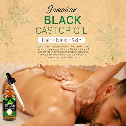Castor Oil, Black Castor Oil for Hair Growth, 2 Fl Oz Pure & Cold Pressed Hair Oils for Eyelashes and Eyebrows, Moisturizing Scalp, Skin and Nails