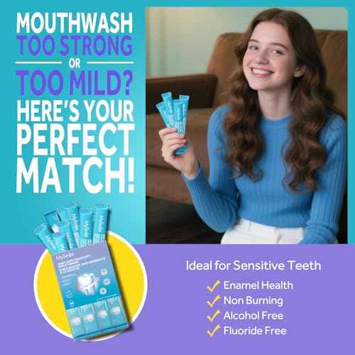 MySmile Mouthwash for Sensitive Teeth, Nano Hydroxyapatite Mouth Wash Travel Size, Fluoride Free Alcohol-Free Remineralizing for Enamel Strength Oral Rinse, Fresh Mint Flavor, 30 Packets