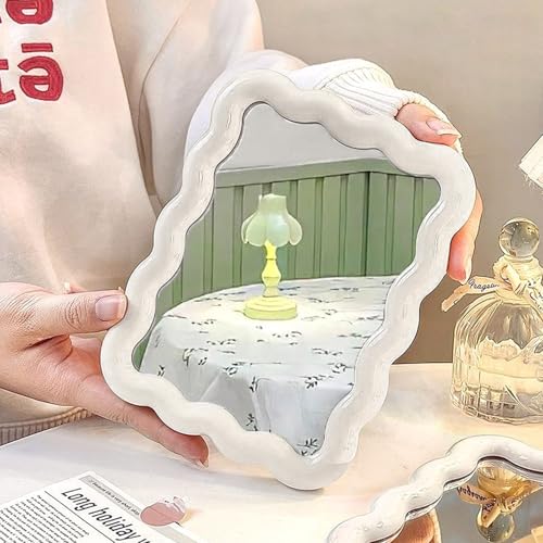 Wave Shaped Makeup Mirror Portable Folding Travel 6.7x5.3"