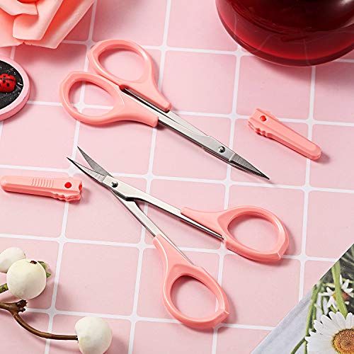 Mudder 2 Pack 4 Inch Curved Eyebrow Scissors Pink