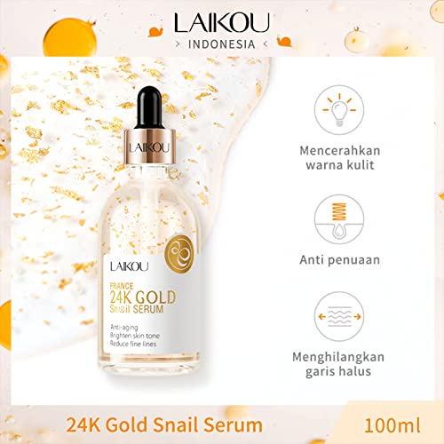 MIESCHER Snail Serum for Face,Hyaluronic Acid Serum with Vitamin B3 Oil Niacinamide Serum Facial 24k Gold Snail Collagen Reduces Fine Lines Brightening Nourishing Hydrating Face Serum Skincare Product