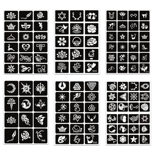 482pc Temporary Tattoo Stencils Kit - 20 Sheets Henna Face Body