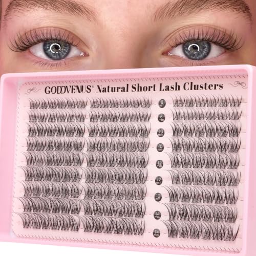 Goddvenus ZC-Short Natural Lash Clusters 8-14mm Wispy Fake Eyelashes for DIY Extensions